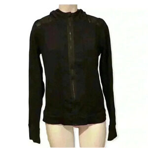 AEO Black Zipper Hoodie Jacket - Sheer Cutouts  - Womens Size Medium - NWOT